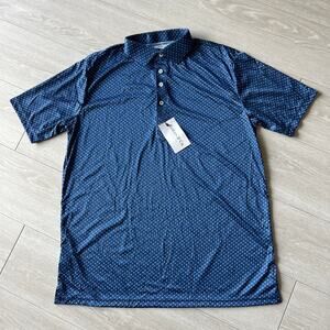 Collars & Co Dress Collar Polo Tee Mens Large Relaxed Blue Short Sleeve